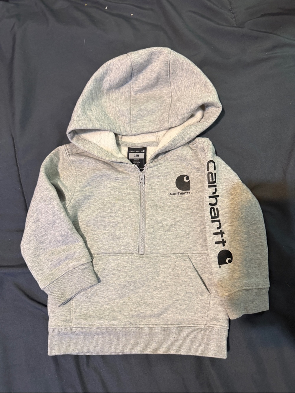 Carhartt Toddler Light Gray Half-Zip Hooded Sweatshirt
